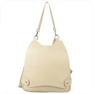 Torebki damskie - Włoski torebko plecak skórzany jasny beż BORSE IN PELLE - miniaturka - grafika 1