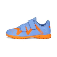 Piłka nożna - PUMA Future Play TT V JR buty piłkarskie, niebieski błyszczący biały, ultra pomarańczowy, 4 UK - miniaturka - grafika 1