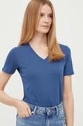 Koszulki sportowe damskie - United Colors of Benetton t-shirt bawełniany kolor niebieski - miniaturka - grafika 1