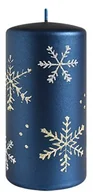 Świece - Świeca FROST walec średni 7xh14cm parafinowa granatowa - miniaturka - grafika 1