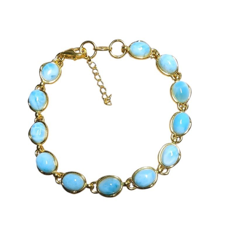 ankabizuteria.pl Bransoletka srebrna pozłacana z larimarem - odkryj