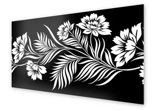 Panel kuchenny HOMEPRINT Wzór roślinny biało czarny 100x50 cm - Dekoracje domu - miniaturka - grafika 1