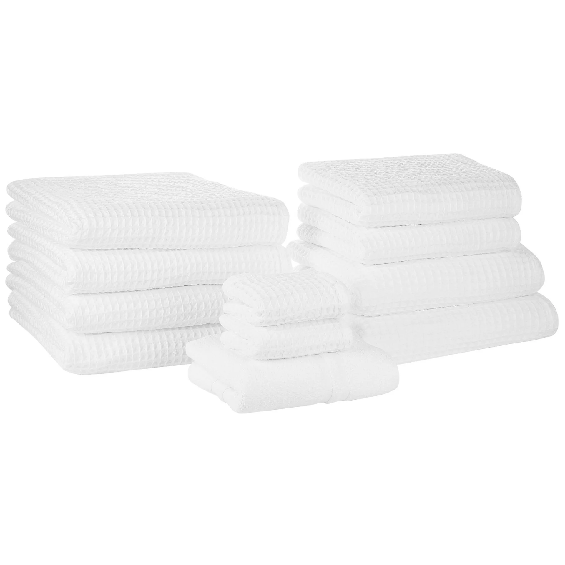 Beliani Komplet 11 ręczników bawełniany biały AREORA