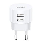 Ładowarki do telefonów - USAMS Ład. siec. 2xUSB T20 2,1A round (only head) biały/white Fast Charging CC80TC01 (US-CC080) - miniaturka - grafika 1