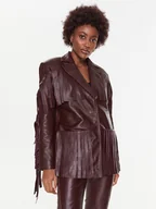 Kurtki damskie - Remain Kurtka skórzana Leather Fringed RM2051 Bordowy Regular Fit - miniaturka - grafika 1