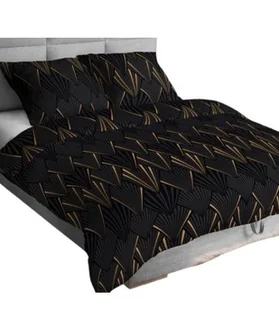 Komplet pościeli satyna lux 100% bawełna wzór paski geometria czarny - Pościel - miniaturka - grafika 1