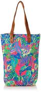 Torebki damskie - The Holiday Shop London Damska płócienna torba plażowa tropikalne płótno i plaża torba na ramię, Wielobarwny (różowy/zielony/niebieski), - miniaturka - grafika 1