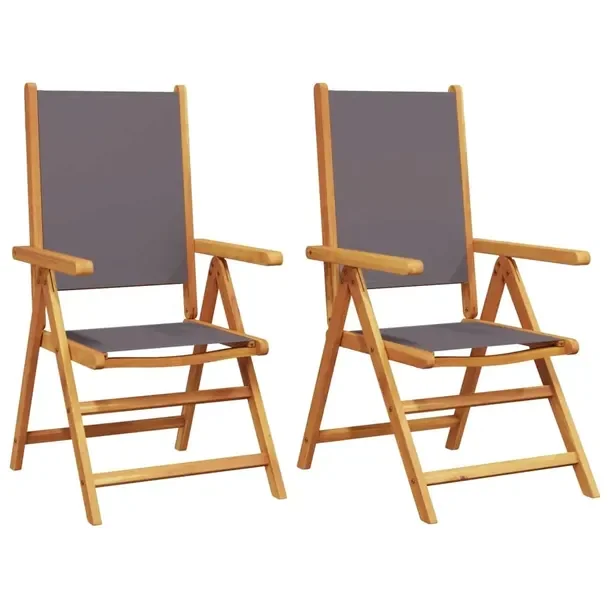 Składane Krzesło Ogrodowe z Litego Drewna Akacjowego, Antracyt, 57x70x109