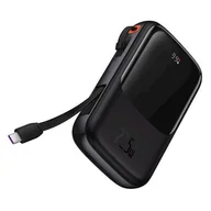 Powerbanki - Baseus Qpow power bank 10000mAh wbudowany kabel USB Typu C 22.5W Quick Charge SCP AFC FCP czarny (PPQD020101) - miniaturka - grafika 1