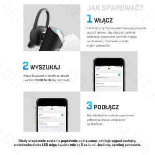 Słuchawka Samochodowa Bluetooth ROCK SPACE Torch Niebieski - Słuchawki bluetooth - miniaturka - grafika 7