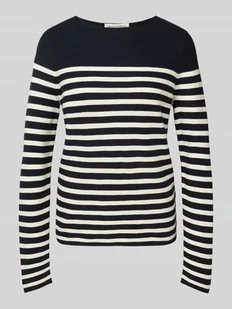 Sweter z dzianiny o kroju regular fit z czystej bawełny ze wzorem w paski - Swetry damskie - miniaturka - grafika 1