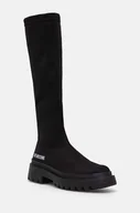 Kozaki damskie - Love Moschino kozaki damskie kolor czarny na płaskim obcasie JA26025G1LIMZ000 - miniaturka - grafika 1