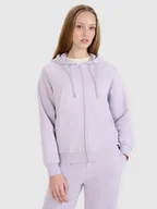 Bluzy damskie - 4F Bluza dresowa rozpinana z kapturem damska - fioletowa XS - miniaturka - grafika 1