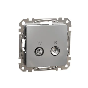Schneider Gniazdo antenowe R/TV końcowe (4dB) SEDNA Design & Elements srebrne aluminium - Gniazdka elektryczne - miniaturka - grafika 1
