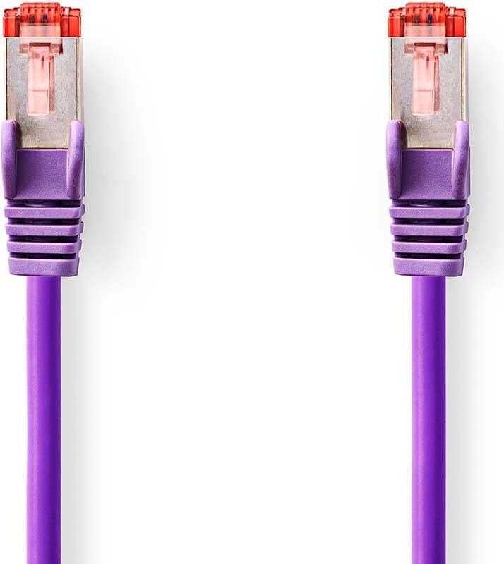 Kabel sieciowy CAT6 RJ45 męski RJ45 męski S/FTP 1,00 m Okrągły LSZH Fioletowy Etykieta