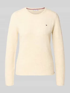 Sweter z dzianiny o kroju slim fit z czystej wełny - Swetry damskie - miniaturka - grafika 1