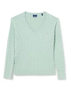 GANT Damski sweter ze streczu z dekoltem w serek, Soft Green Melange, XS - Swetry damskie - miniaturka - grafika 1