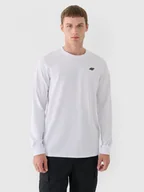 Koszulki sportowe męskie - Męski longsleeve basic 4F 4FWMM00TLONM432 - biały - miniaturka - grafika 1