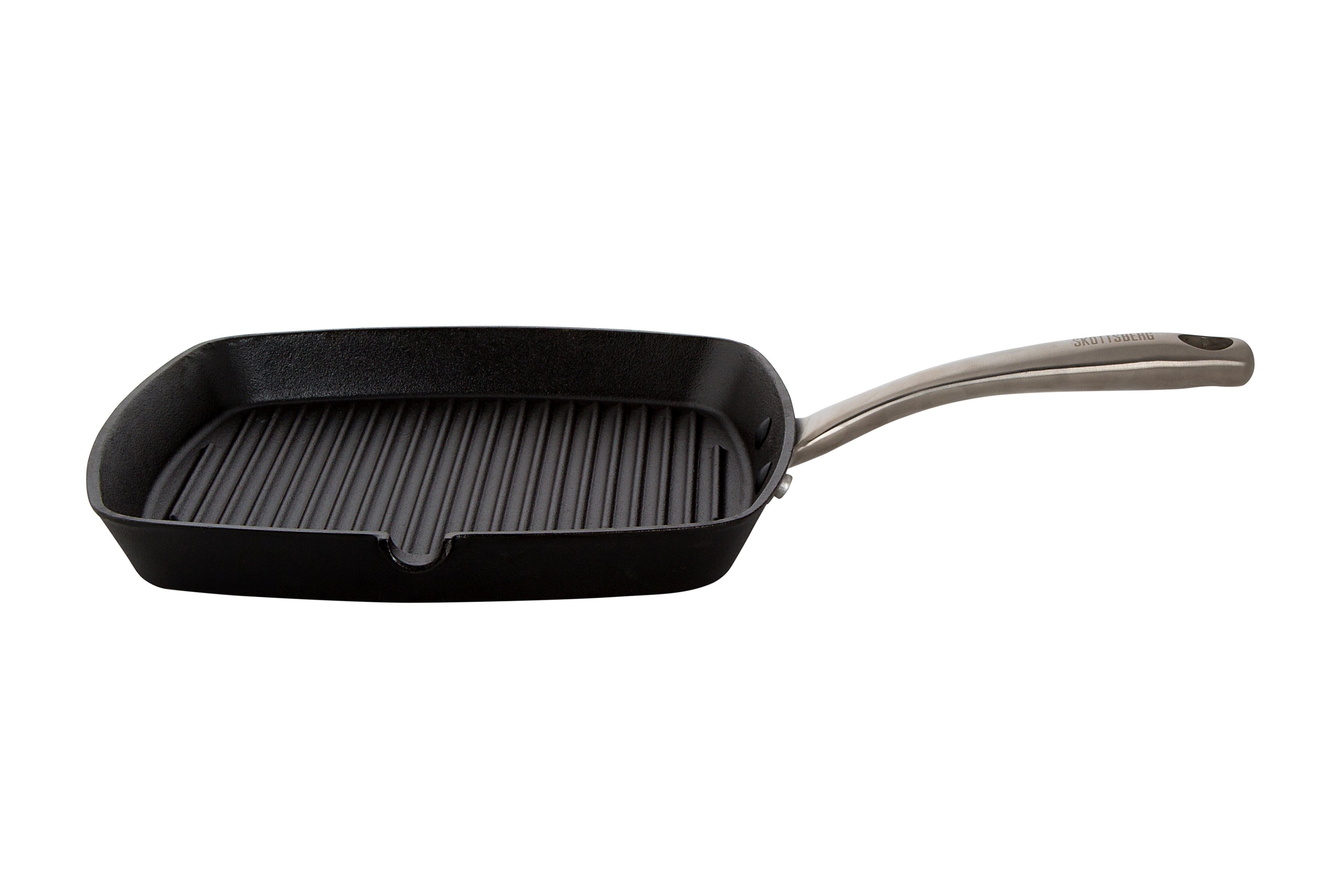 Żeliwna patelnia grillowa Patelnia do smażenia, żeliwna, antracytowo-srebrna, kwadratowa, wysokość: 3,5 cm