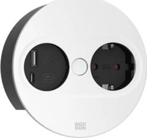 Bachmann BACHMANN TWIST 2 1xCEE7/3 1xUSB A/C 22W 2,0m AEH RAL9010 30GE rond - Gniazdka elektryczne - miniaturka - grafika 1