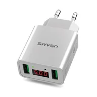 Ładowarki do telefonów - USAMS usams Ładowarka sieciowa CC40TC02 2xUSB 2.2A LED biała - miniaturka - grafika 1
