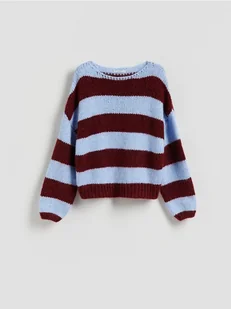 Reserved - Sweter w paski - jasnoniebieski - Swetry damskie - miniaturka - grafika 1