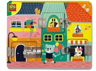 Maty edukacyjne - SES Creative, Drewniana tablica z zamkami i zatrzaskami - miniaturka - grafika 1