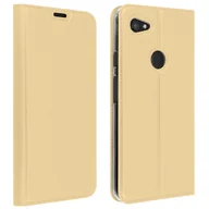 Etui i futerały do telefonów - Wąskie etui z klapką, seria Business na Google Pixel 3A XL - złote - miniaturka - grafika 1
