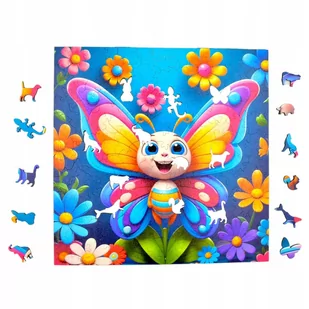 Puzzle Motylek Mruu&Pruu 25 x 25 cm 150 elementów Układanka drewniana - Puzzle - miniaturka - grafika 1