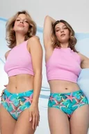 Majtki damskie - Figi damskie typu brazyliany z kolorową grafiką rozgwiazd wysoki stan Sea Stars Simple Brasil Maxi Julimex - miniaturka - grafika 1