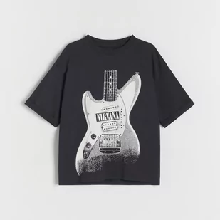 Reserved - T-shirt oversize Nirvana - Czarny - Koszulki dla chłopców - miniaturka - grafika 1