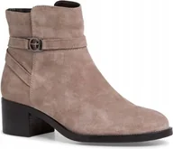 Botki damskie - TAMARIS DAMSKIE BOTKI SKÓRZANE BEŻOWE Z ZAMKIEM 39 JOE - miniaturka - grafika 1