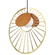 Lampy sufitowe - Lampa wisząca metalowa złota z jasnym drewnem BARGO - miniaturka - grafika 1