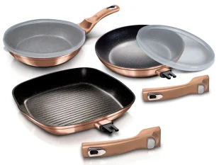 Elegancki zestaw 3 patelni z odpinaną rączką K2-W81 - Zestawy garnków i patelni Elegancki zestaw 3 patelni z odpinaną rączką K2-W81 - Zestawy garnków i patelni - miniaturka - grafika 1