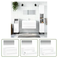 Szafki łazienkowe - The Living Store Szafka łazienkowa z lustrem biała materiał drewnopodobny - miniaturka - grafika 1