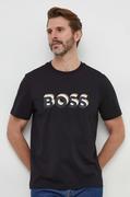 Koszulki męskie - BOSS t-shirt bawełniany męski kolor czarny z nadrukiem - Boss - miniaturka - grafika 1