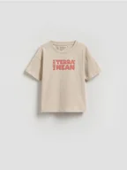 Bluzki dla niemowląt - Reserved - Bawełniany t-shirt z nadrukiem - kremowy - miniaturka - grafika 1