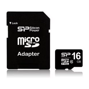 Silicon Power MicroSDHC Class 10 + adapter 16GB (SP016GBSTH010V10-SP) - Karty pamięci - miniaturka - grafika 1
