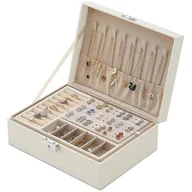 Biżuteria - akcesoria - Pudełko na biżuterię, damskie etui z podwójnej warstwy skóry PU na pierścionki, kolczyki, bransoletki, naszyjniki, organizer na biżuterię, pudełko p.. - miniaturka - grafika 1