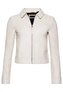 Kurtki damskie - Superdry Damska kurtka DOWN Town Leather, Off White, XS - grafika 1