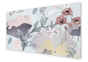 Panel kuchenny HOMEPRINT Kwiaty na szarym tle 100x50 cm - Dekoracje domu - miniaturka - grafika 1