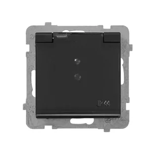 LEDart wtyczkowe hermetyczne pojedyncze, z uziemieniem, bez ramki - Ospel Sonata , kolor czarny metalik, 16A/250V GPH-1RZ/m/33/d - Gniazdka elektryczne - miniaturka - grafika 2