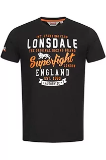 Koszulki męskie - Lonsdale T-shirt męski Tobermory, czarny/pomarańczowy/biały, XL - grafika 1