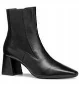 Botki damskie - GEOX BOTKI DAMSKIE CZARNE KLASYCZNE GŁADKIE ZE SKÓRĄ 38 JŁA - miniaturka - grafika 1