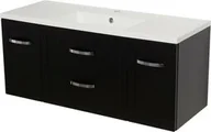 Szafki łazienkowe - Szafka łazienkowa czarna 121cm MEIVA z umywalką - miniaturka - grafika 1