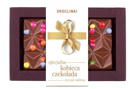Czekolada mleczna z lentilkami - Dzień kobiet złota wstążka