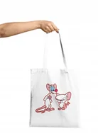 Torebki damskie - TORBA SHOPPER MATERIAŁOWA NA RAMIĘ PREZENT PINKY & MÓZG ŚMIESZNE BAJKI WZÓR - miniaturka - grafika 1