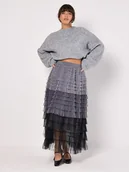 Spódnice - Apricot Spódnica tiulowa w kolorze szaro-czarnym - miniaturka - grafika 1