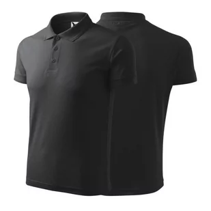 Koszulka antracytowy melanż polo z logo na sercu męska z nadrukiem logo firmy 200g 203 kolor 20 koszulka polo - Moda i Uroda OUTLET - miniaturka - grafika 1