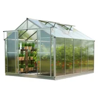 Szklarnie ogrodowe - GFP szklarnia Topas 5 rama aluminiowa 225x322 cm - płytami poliwęglanowymi ok. 6 mm - z ramą fundamentową i aut. mechanizm otwierania okien - miniaturka - grafika 1